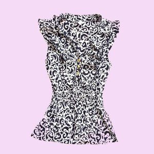 Black & White Damask T-Shirt Blouse S